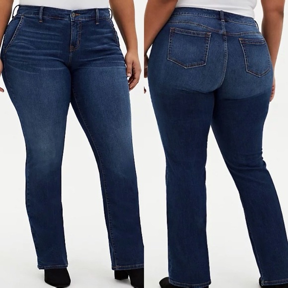 Torrid Mid Rise Medium Blue Slim Bootcut Jeans